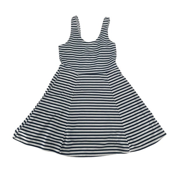 H&M Divided Blue White Striped Tank Swing Mini Skater Dress Size 10 Women’s - Picture 1 of 5